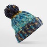 Corkscrew Pom Pom Beanie - B486:Marine Splash, 100% acrylic, One Size